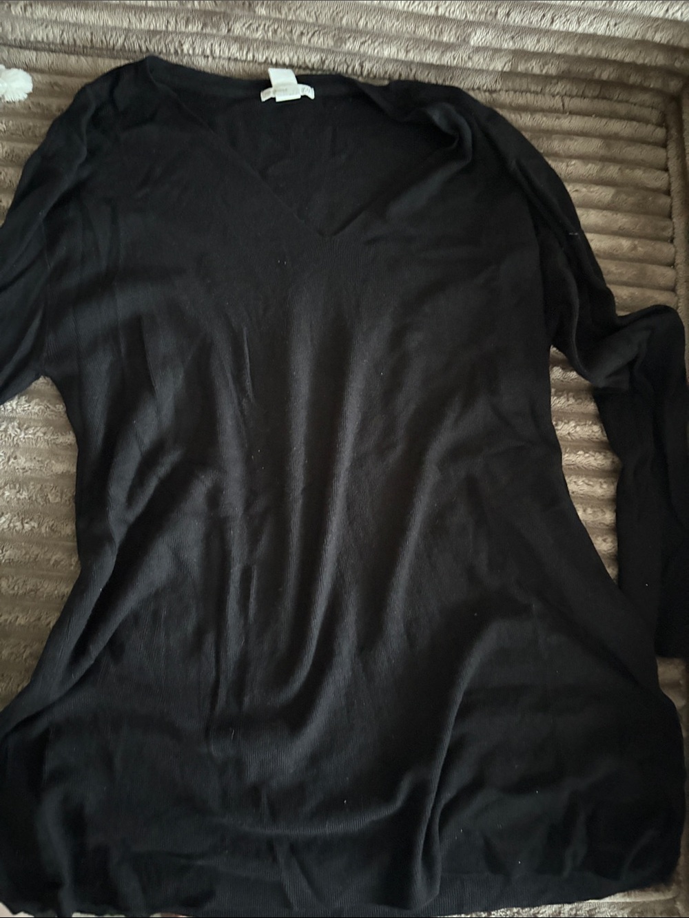 Black V-Neck Long Sleeve Women's Top